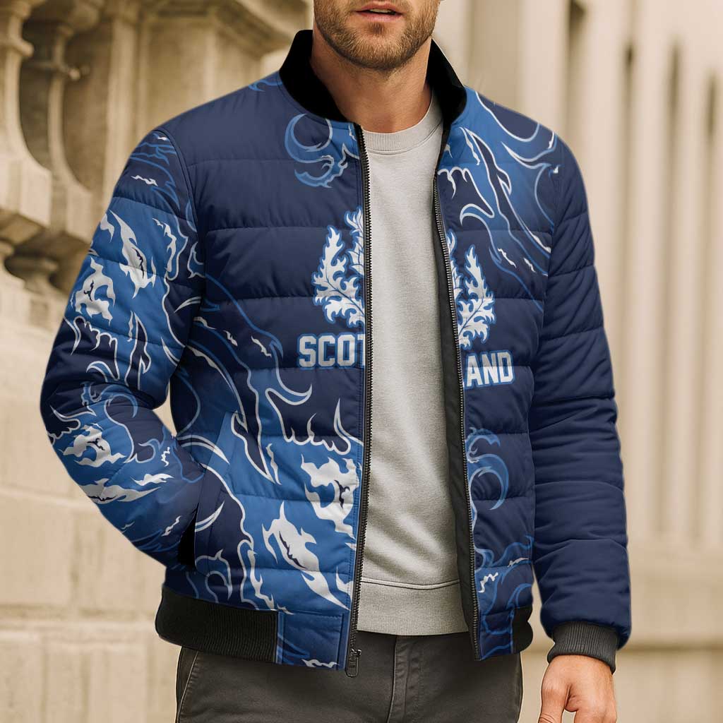 Custom Scotland Rugby Pride Bomber Puffer Jacket Thistle Flame Fire Style