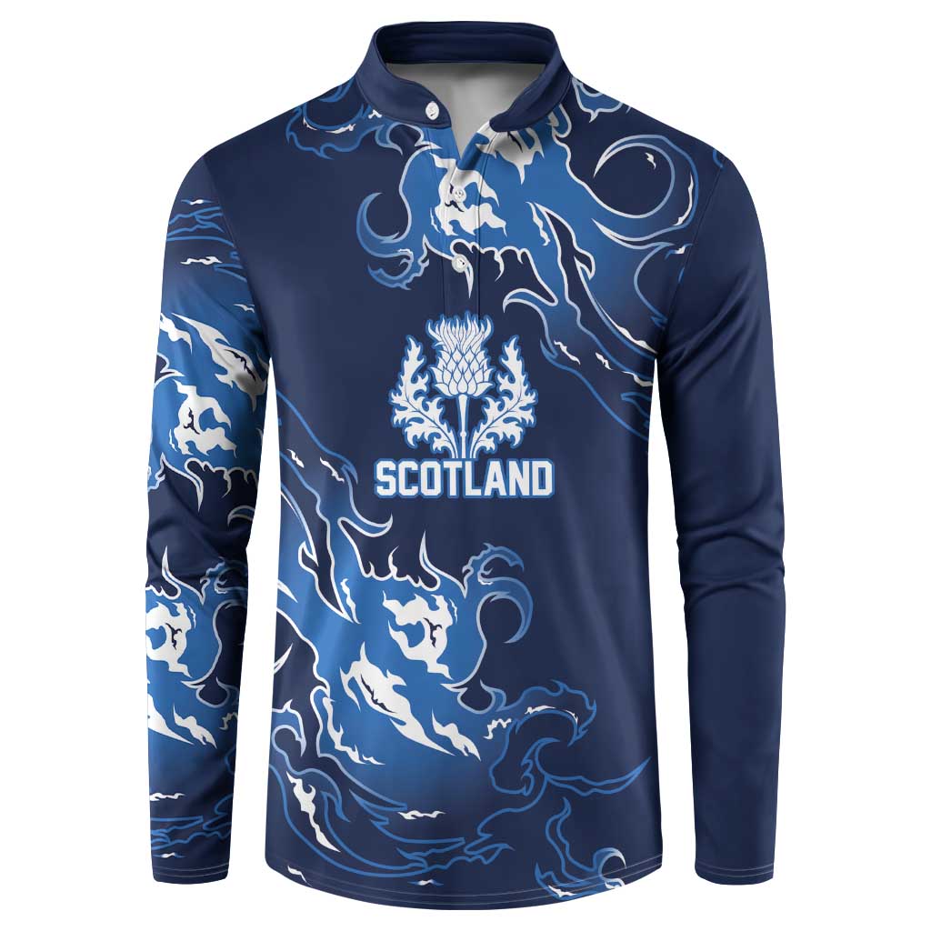 Custom Scotland Rugby Pride Button Sweatshirt Thistle Flame Fire Style