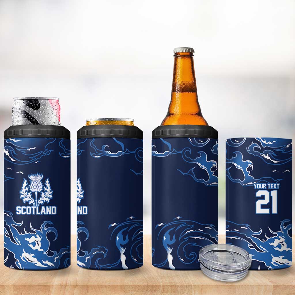 Custom Scotland Rugby Pride 4 in 1 Can Cooler Tumbler Thistle Flame Fire Style