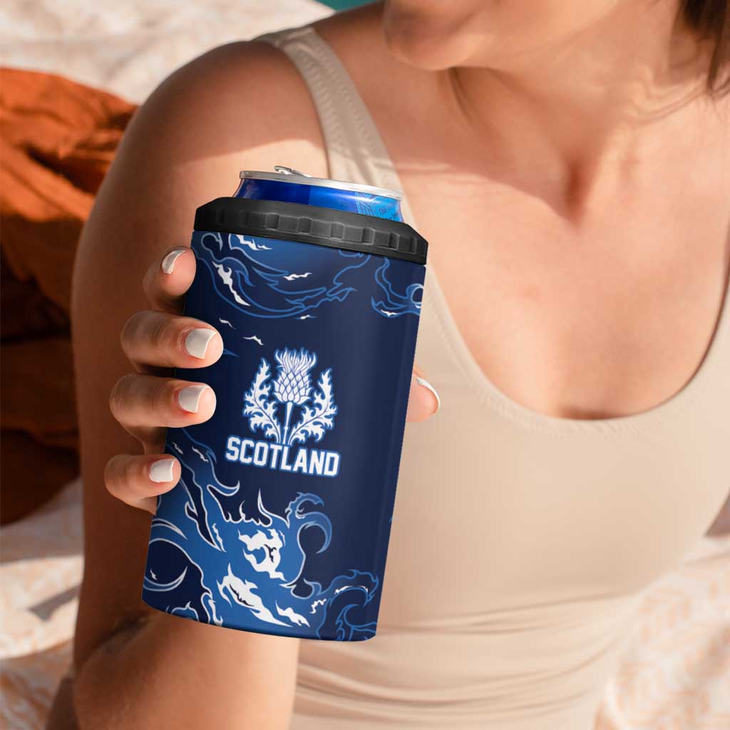 Custom Scotland Rugby Pride 4 in 1 Can Cooler Tumbler Thistle Flame Fire Style