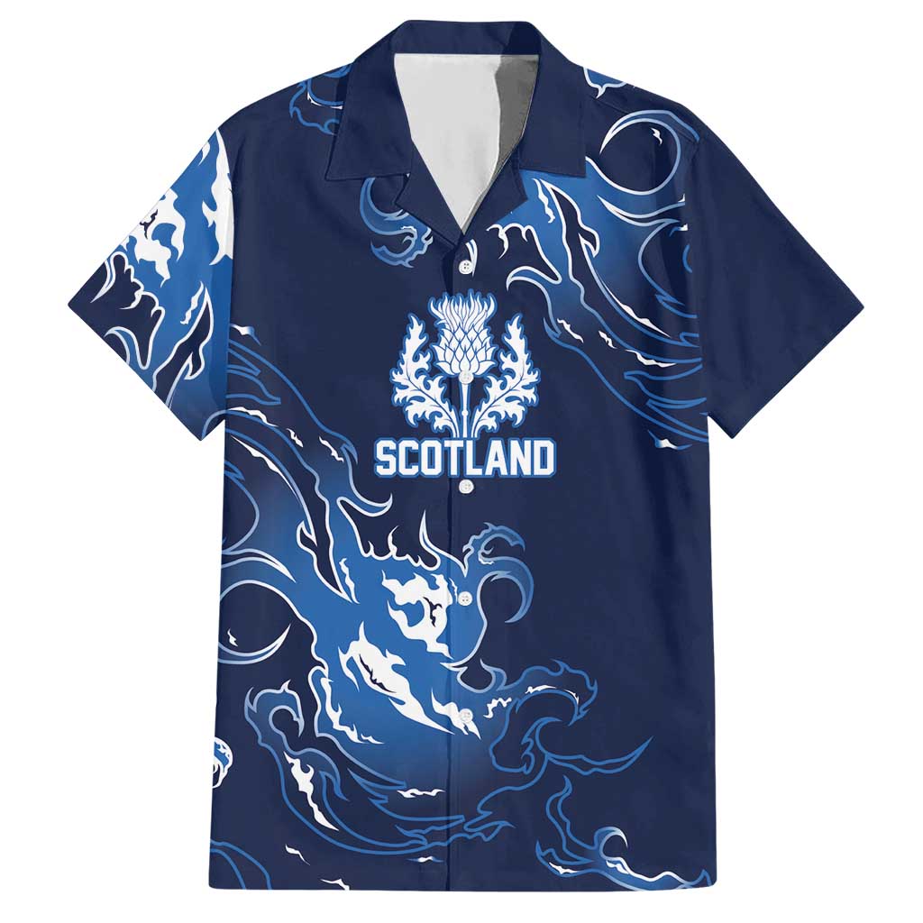 Custom Scotland Rugby Pride Hawaiian Shirt Thistle Flame Fire Style