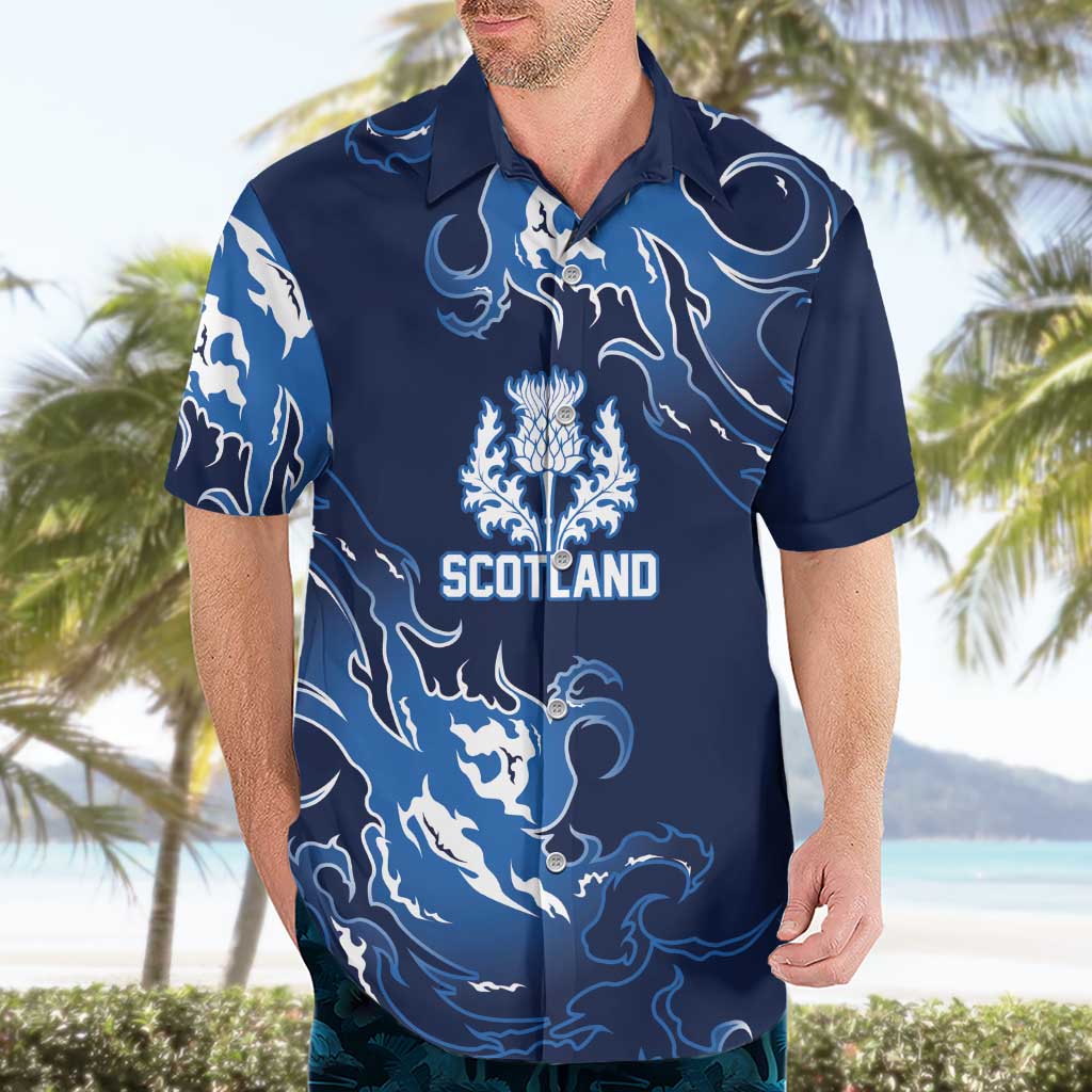 Custom Scotland Rugby Pride Hawaiian Shirt Thistle Flame Fire Style