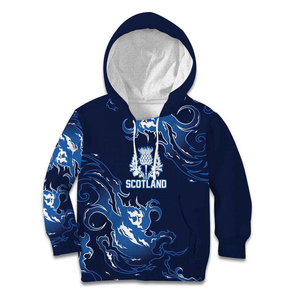 Custom Scotland Rugby Pride Kid Hoodie Thistle Flame Fire Style