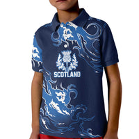 Custom Scotland Rugby Pride Kid Polo Shirt Thistle Flame Fire Style