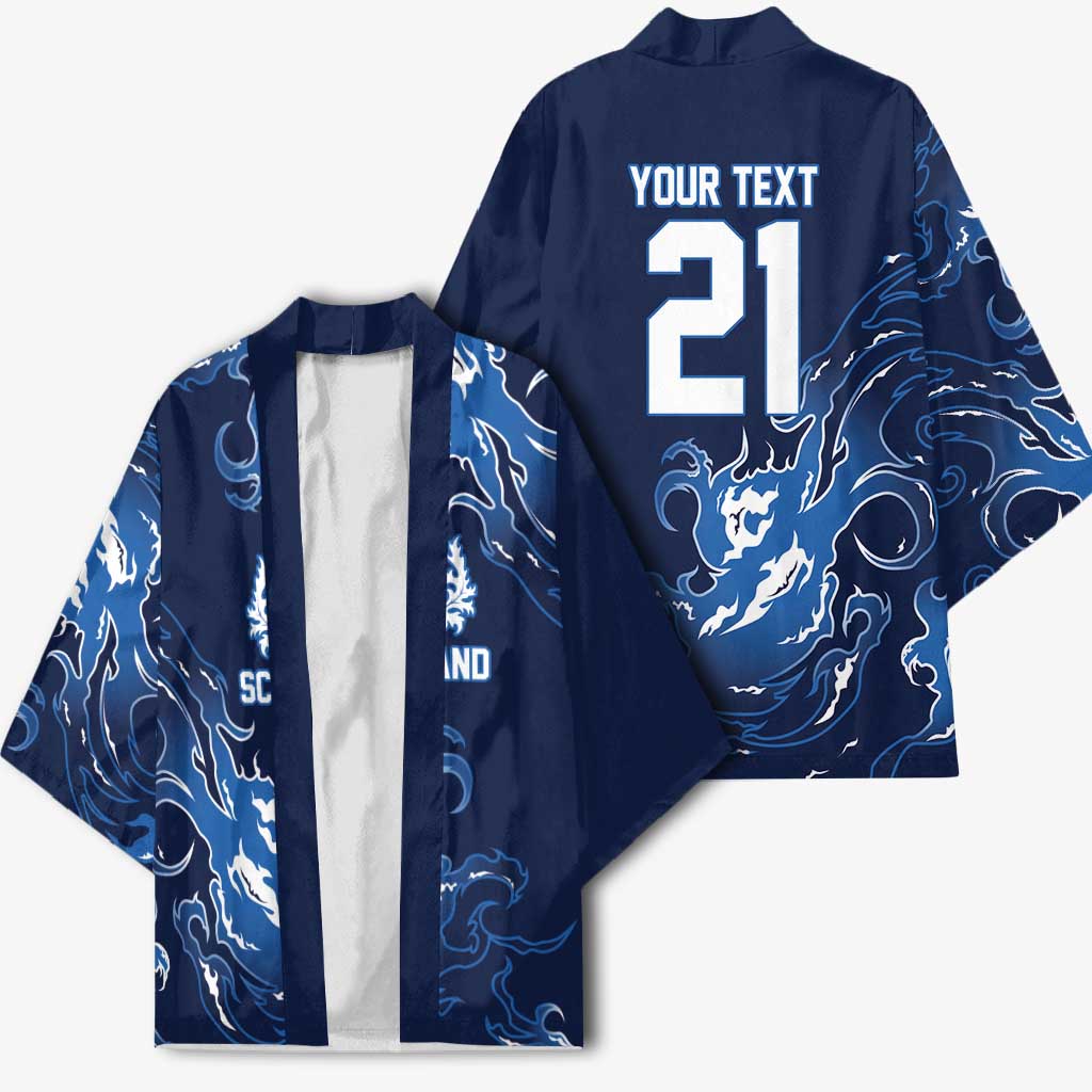 Custom Scotland Rugby Pride Kimono Thistle Flame Fire Style