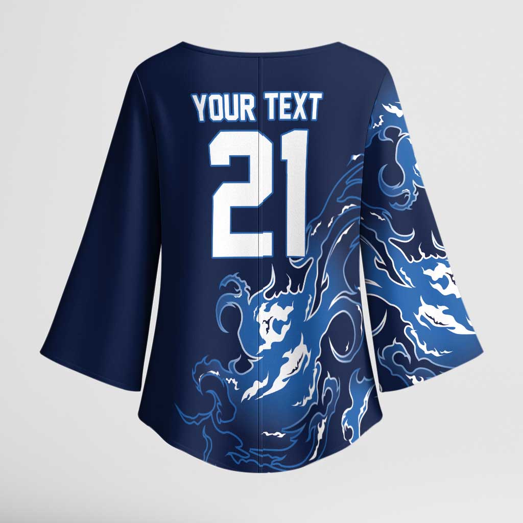 Custom Scotland Rugby Pride Kimono Sleeve Blouse Thistle Flame Fire Style
