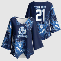 Custom Scotland Rugby Pride Kimono Sleeve Blouse Thistle Flame Fire Style