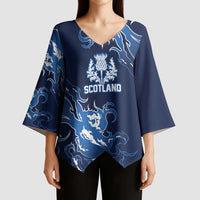 Custom Scotland Rugby Pride Kimono Sleeve Blouse Thistle Flame Fire Style