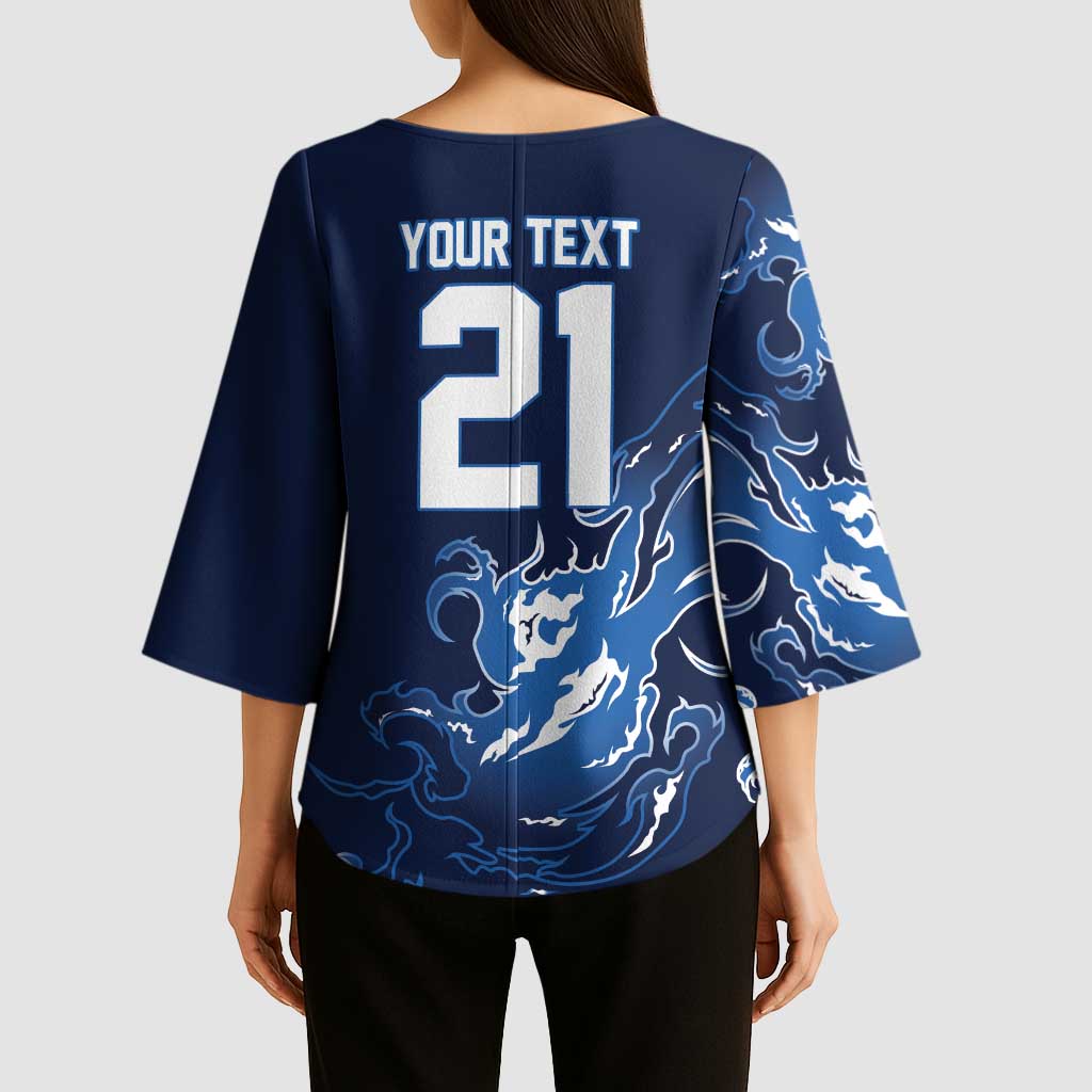 Custom Scotland Rugby Pride Kimono Sleeve Blouse Thistle Flame Fire Style