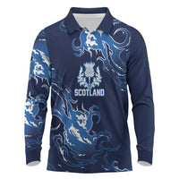 Custom Scotland Rugby Pride Long Sleeve Polo Shirt Thistle Flame Fire Style