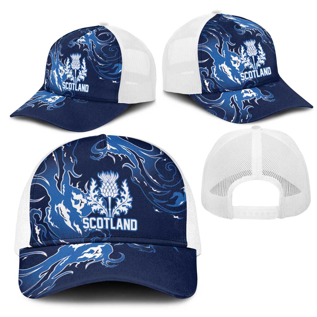 Scotland Rugby Pride Mesh Trucker Cap Thistle Flame Fire Style