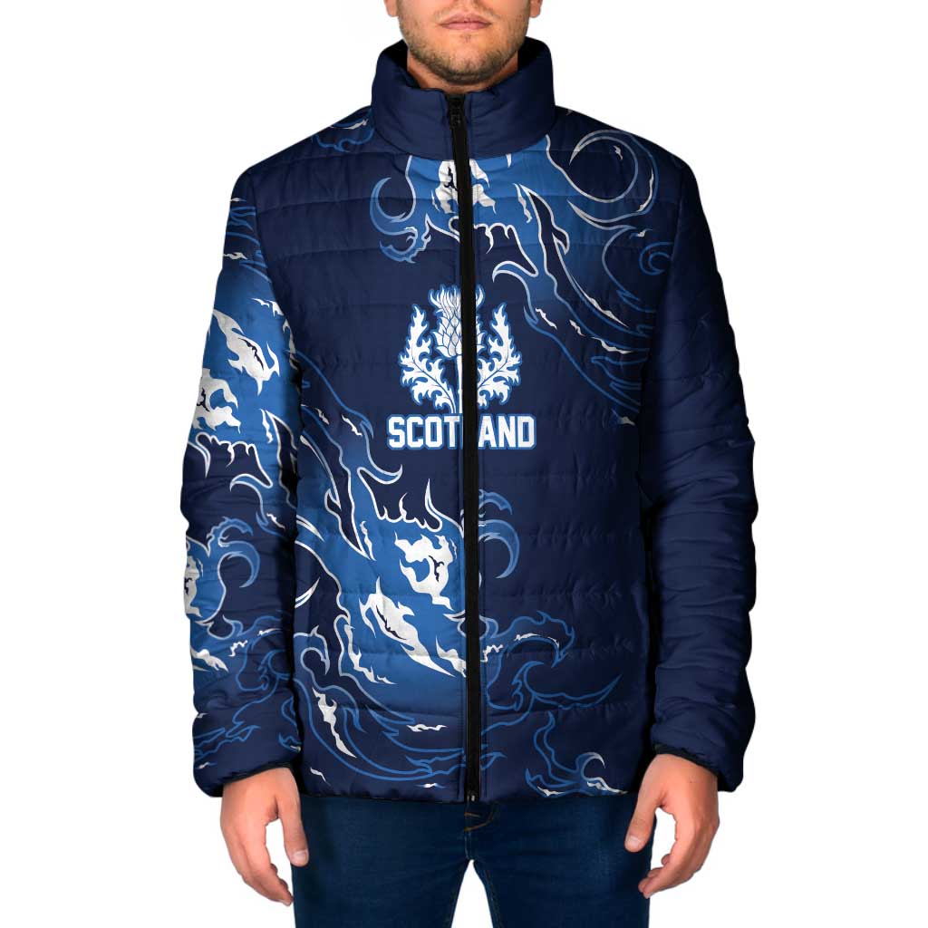 Custom Scotland Rugby Pride Padded Jacket Thistle Flame Fire Style