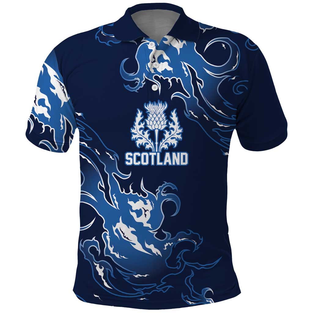 Custom Scotland Rugby Pride Polo Shirt Thistle Flame Fire Style