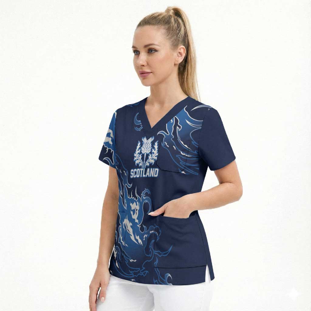 Custom Scotland Rugby Pride Scrub Top Thistle Flame Fire Style