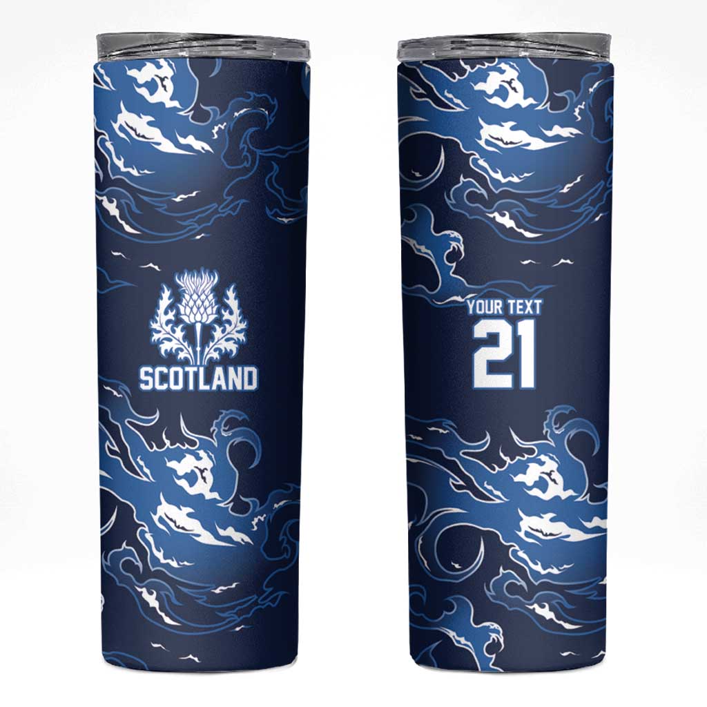 Custom Scotland Rugby Pride Skinny Tumbler Thistle Flame Fire Style