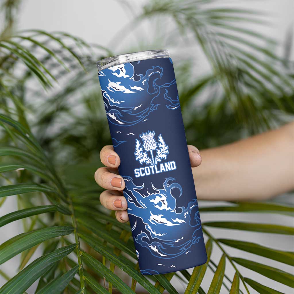 Custom Scotland Rugby Pride Skinny Tumbler Thistle Flame Fire Style