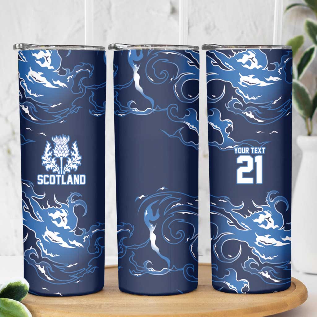 Custom Scotland Rugby Pride Skinny Tumbler Thistle Flame Fire Style
