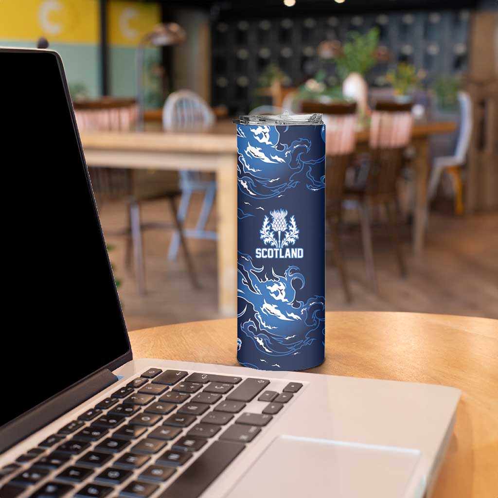 Custom Scotland Rugby Pride Skinny Tumbler Thistle Flame Fire Style