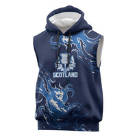 Custom Scotland Rugby Pride Sleeveless Hoodie Thistle Flame Fire Style