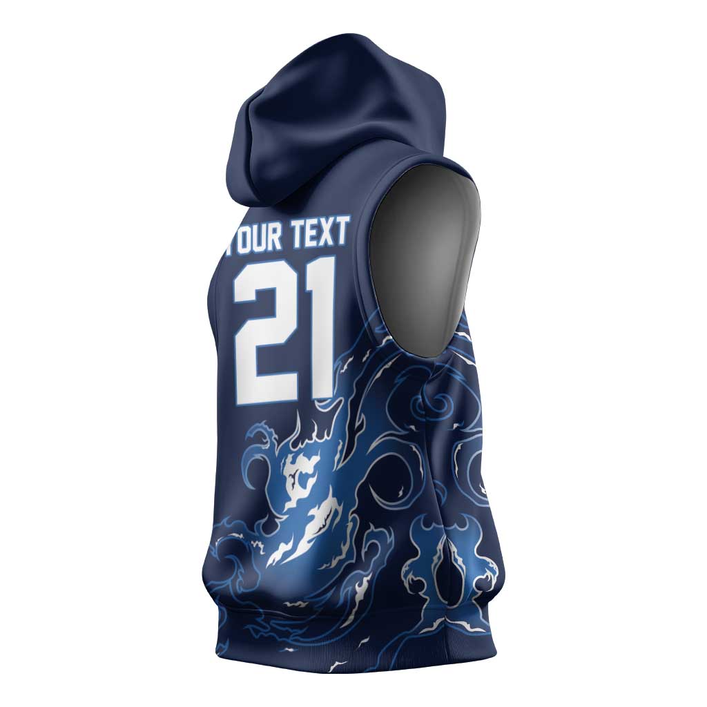 Custom Scotland Rugby Pride Sleeveless Hoodie Thistle Flame Fire Style