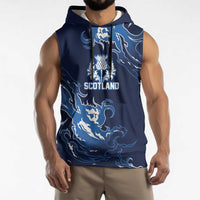 Custom Scotland Rugby Pride Sleeveless Hoodie Thistle Flame Fire Style