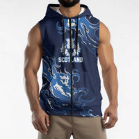 Custom Scotland Rugby Pride Sleeveless Zip Hoodie Thistle Flame Fire Style