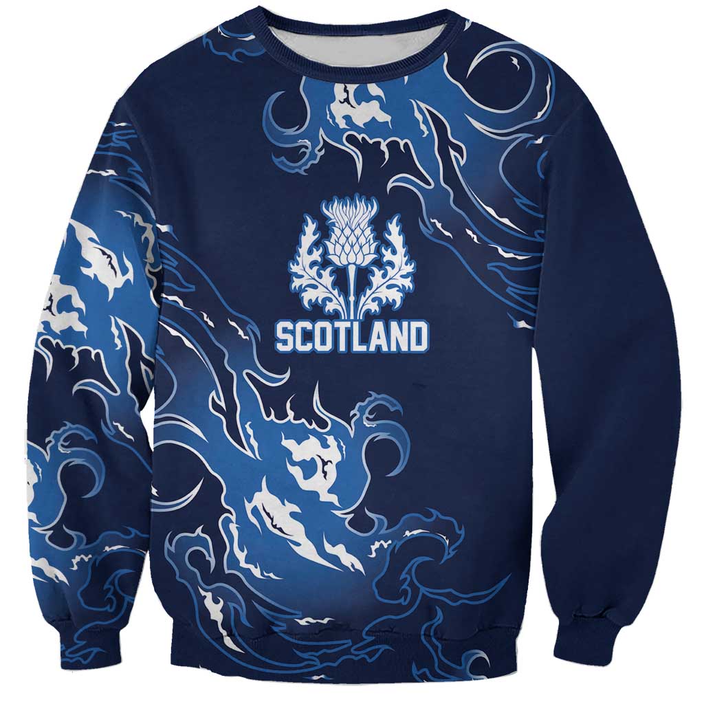 Custom Scotland Rugby Pride Sweatshirt Thistle Flame Fire Style