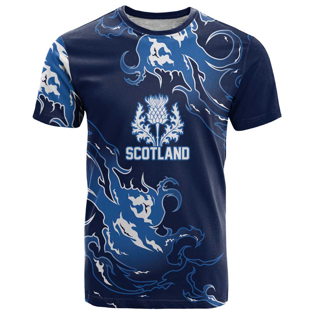 Custom Scotland Rugby Pride T Shirt Thistle Flame Fire Style