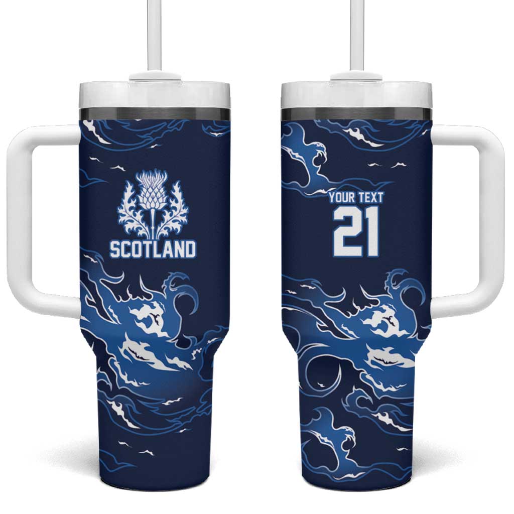 Custom Scotland Rugby Pride Tumbler With Handle Thistle Flame Fire Style