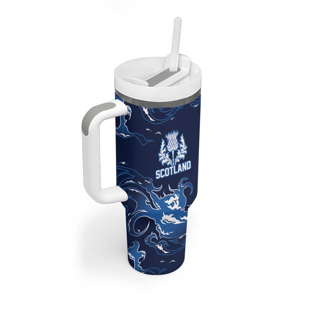 Custom Scotland Rugby Pride Tumbler With Handle Thistle Flame Fire Style