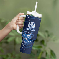 Custom Scotland Rugby Pride Tumbler With Handle Thistle Flame Fire Style