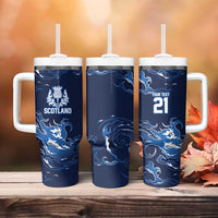 Custom Scotland Rugby Pride Tumbler With Handle Thistle Flame Fire Style