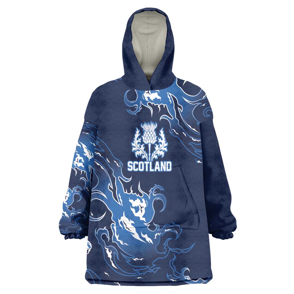 Custom Scotland Rugby Pride Wearable Blanket Hoodie Thistle Flame Fire Style
