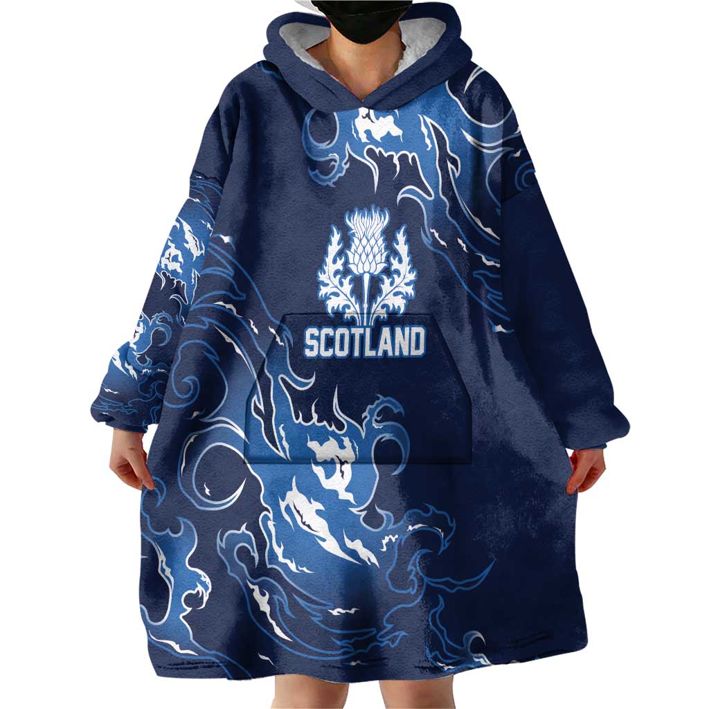Custom Scotland Rugby Pride Wearable Blanket Hoodie Thistle Flame Fire Style
