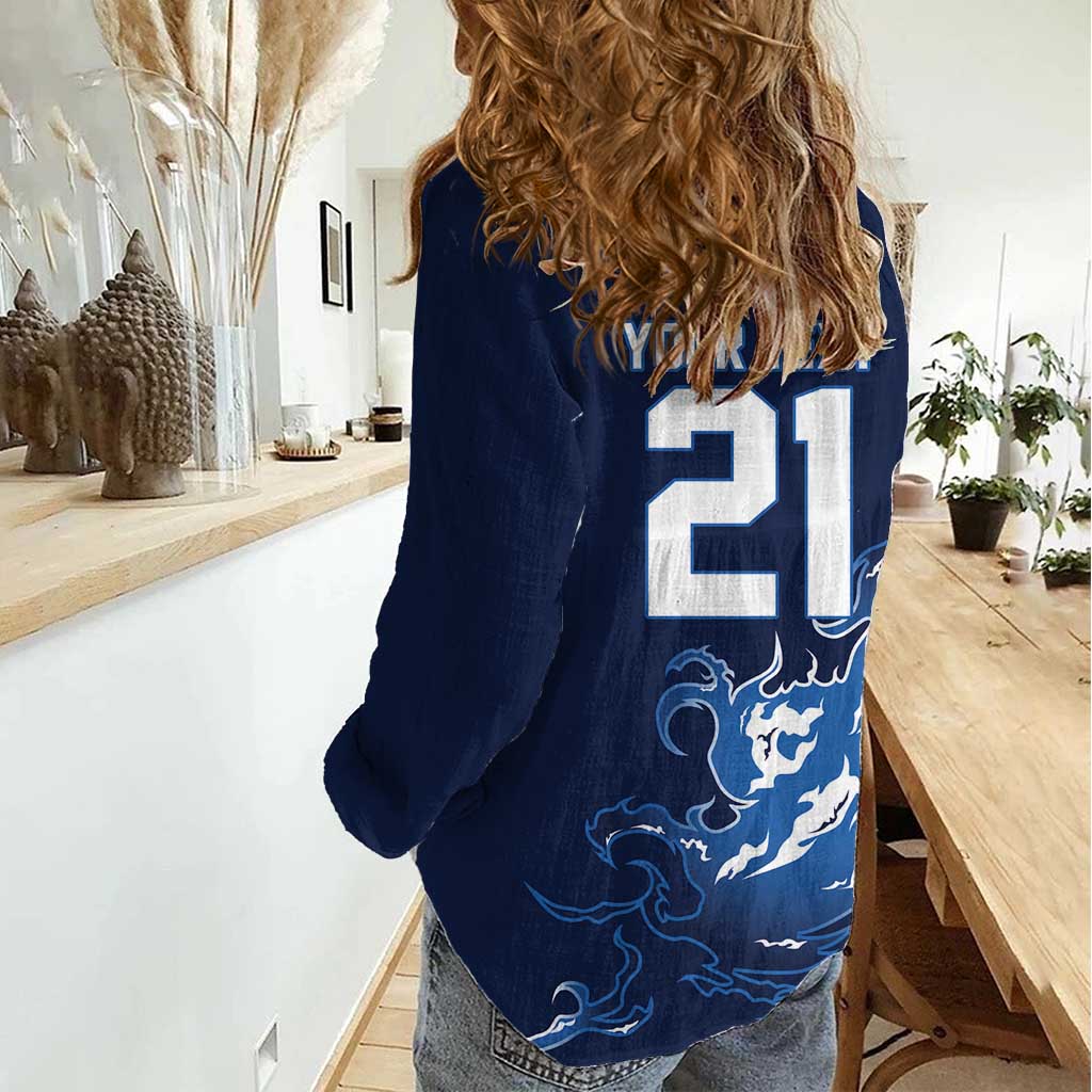 Custom Scotland Rugby Pride Women Casual Shirt Thistle Flame Fire Style