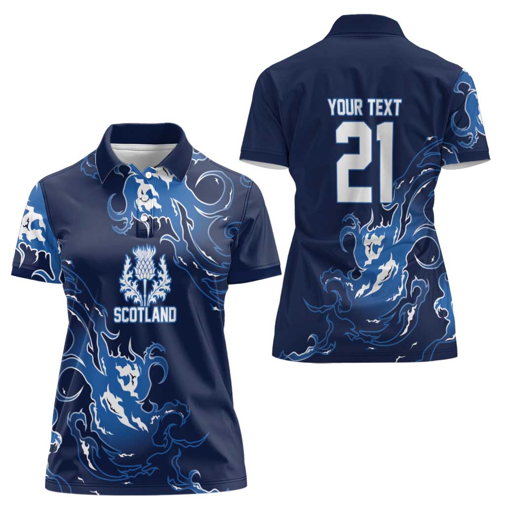 Custom Scotland Rugby Pride Women Polo Shirt Thistle Flame Fire Style