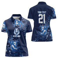 Custom Scotland Rugby Pride Women Polo Shirt Thistle Flame Fire Style