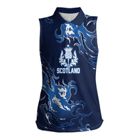 Custom Scotland Rugby Pride Women Sleeveless Polo Shirt Thistle Flame Fire Style