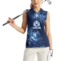 Custom Scotland Rugby Pride Women Sleeveless Polo Shirt Thistle Flame Fire Style