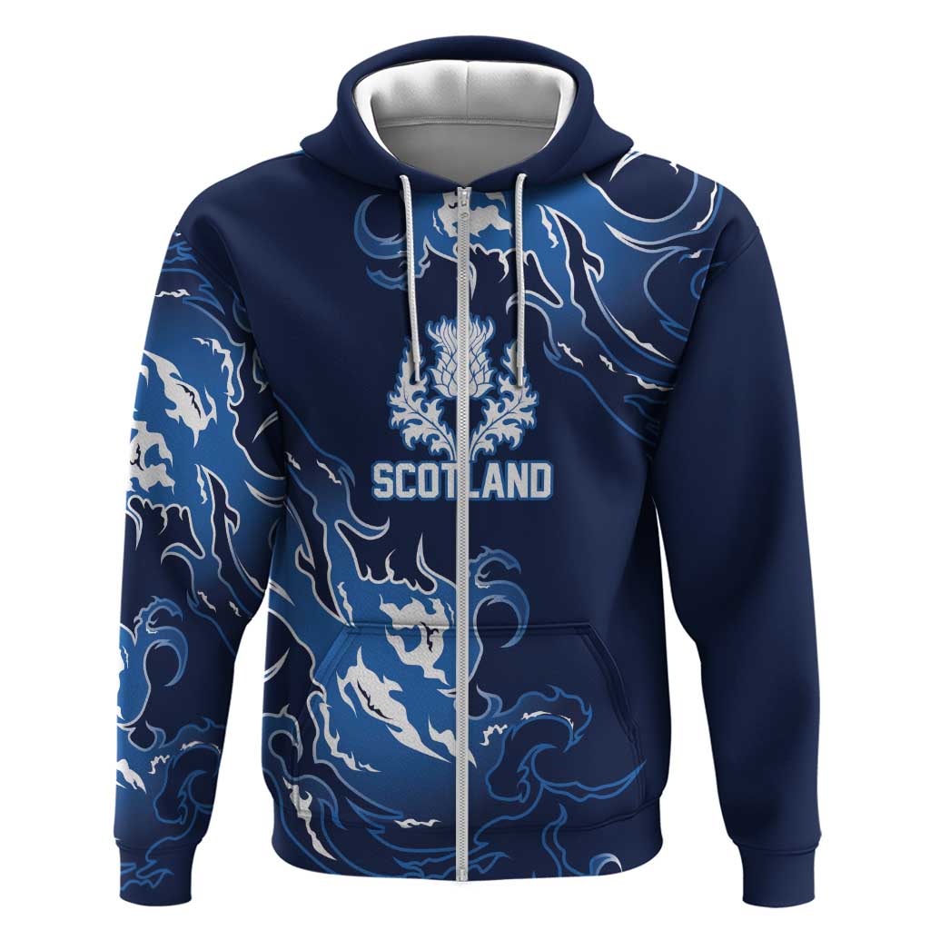 Custom Scotland Rugby Pride Zip Hoodie Thistle Flame Fire Style