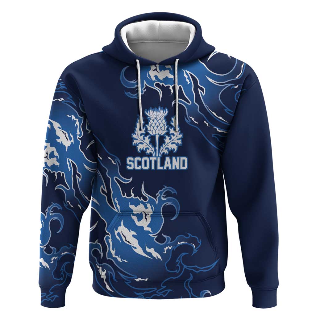 Custom Scotland Rugby Pride Zip Hoodie Thistle Flame Fire Style