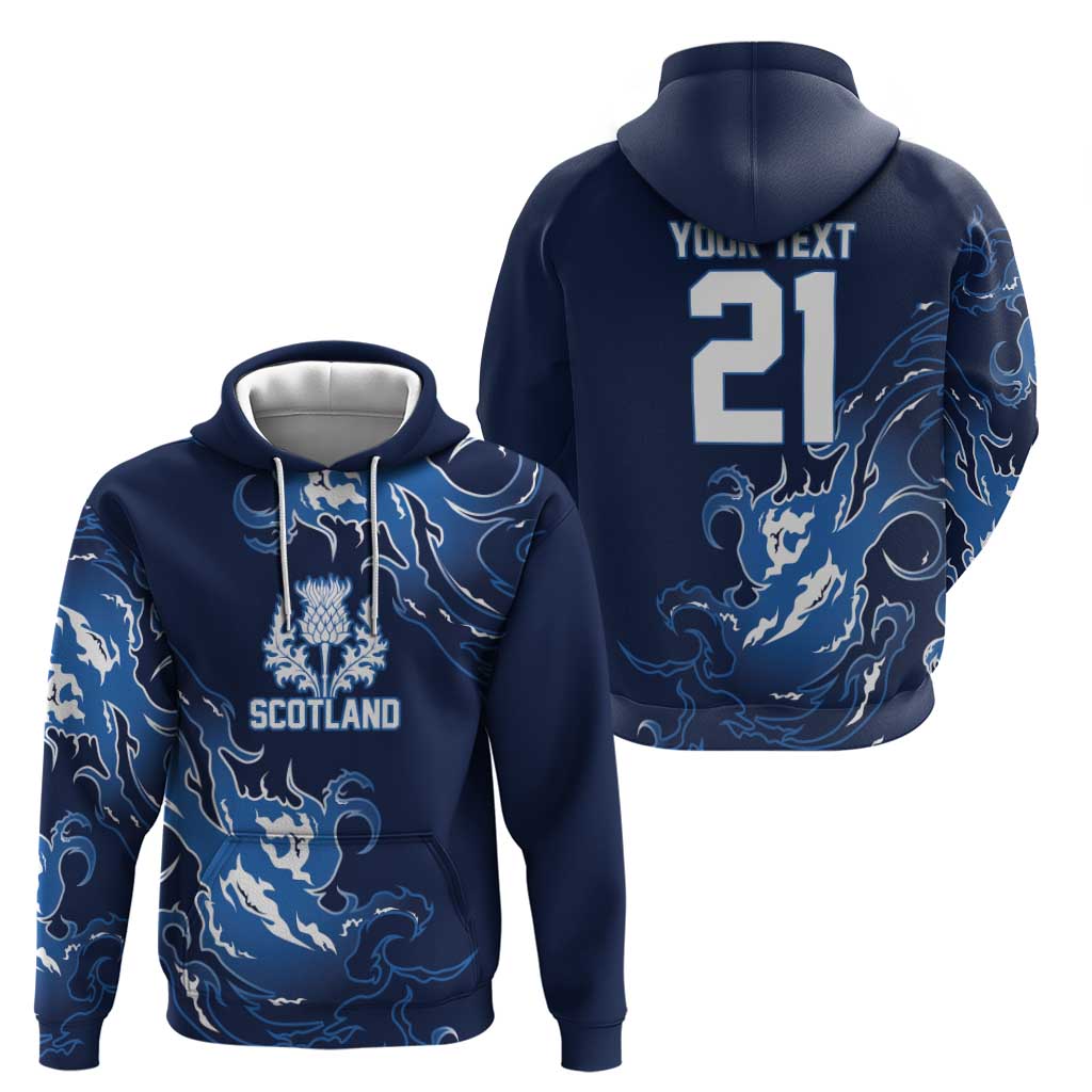 Custom Scotland Rugby Pride Zip Hoodie Thistle Flame Fire Style
