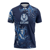 Custom Scotland Rugby Pride Zipper Polo Shirt Thistle Flame Fire Style