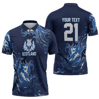 Custom Scotland Rugby Pride Zipper Polo Shirt Thistle Flame Fire Style