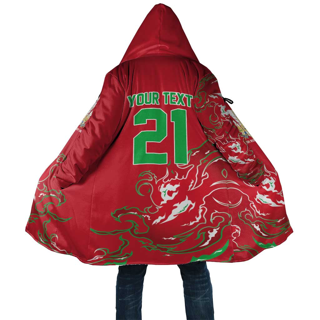 Custom Wales Rugby Pride Cloak Cymru Three feathers Flame Fire Style