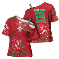 Custom Wales Rugby Pride Cross Shoulder Shirt Cymru Three feathers Flame Fire Style
