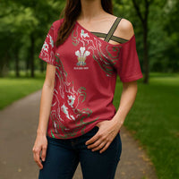 Custom Wales Rugby Pride Cross Shoulder Shirt Cymru Three feathers Flame Fire Style