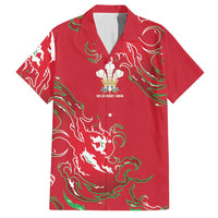 Custom Wales Rugby Pride Hawaiian Shirt Cymru Three feathers Flame Fire Style