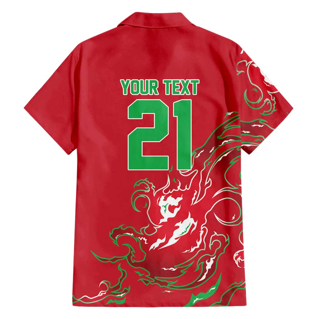 Custom Wales Rugby Pride Hawaiian Shirt Cymru Three feathers Flame Fire Style