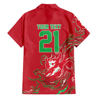 Custom Wales Rugby Pride Hawaiian Shirt Cymru Three feathers Flame Fire Style
